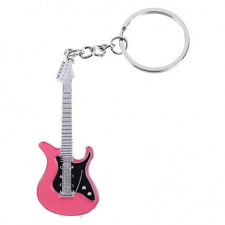 Porte-clés guitare coloré noir, rouge ou rose