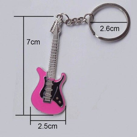 Porte-clés guitare coloré noir, rouge ou rose