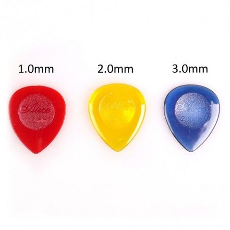 Médiator guitare petite taille, lot de 6 (1 mm, 2 mm, 3 mm)