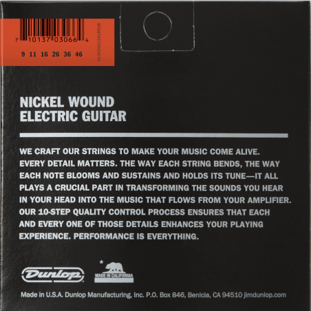 Cordes guitare électrique Dunlop DEN0946 Nickel Wound 9-46