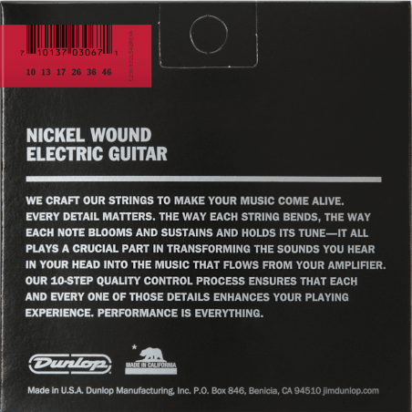 Cordes guitare électrique Dunlop DEN1046 Nickel Wound 10-46