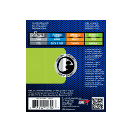 Cordes guitare électrique Elixir 19002 Optiweb 9-42