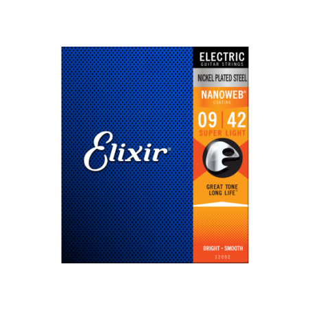 Cordes guitare électrique Elixir 12002 Nanoweb 9-42