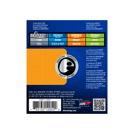 Cordes guitare électrique Elixir 12052 Nanoweb 10-46