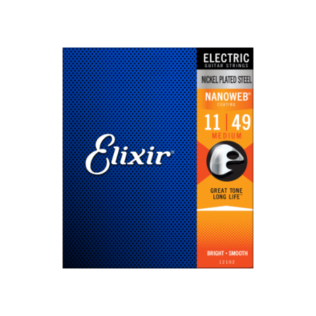 Cordes guitare électrique Elixir 12102 Nanoweb 11-49