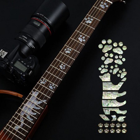 Stickers guitare chat effet nacre pour manche