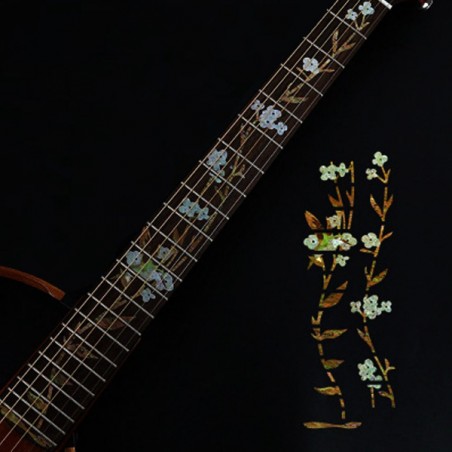 Stickers guitare fines fleurs effet nacre pour manche