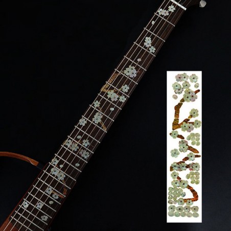 Stickers guitare fleurs aspect nacre brillant