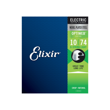 Cordes guitare électrique Elixir 19062 Optiweb 8 cordes 10-74