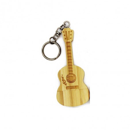 Clé USB guitare en bambou 16 Go, avec ou sans porte-clés