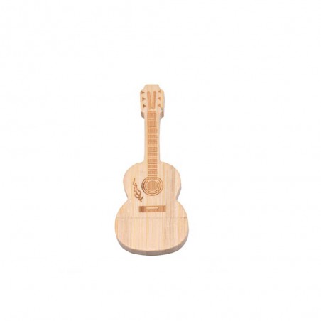 Clé USB guitare en bambou 16 Go, avec ou sans porte-clés