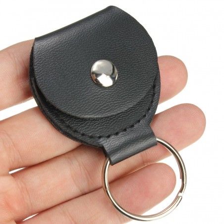 Porte-clés étui à médiators guitare cuir PU noir ou marron